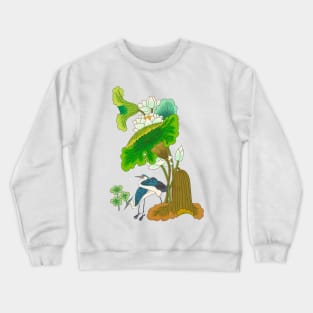 Minhwa: Lotus and Night Herons A Type (Korean traditional/folk art) Crewneck Sweatshirt